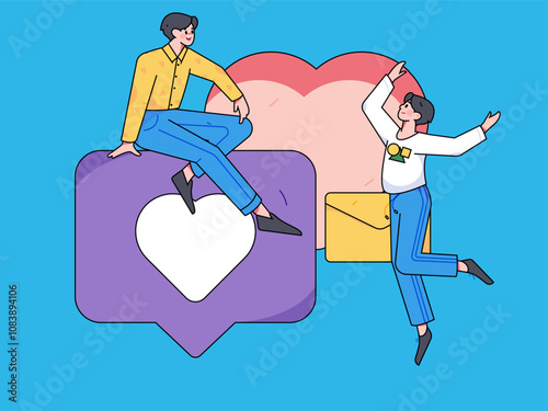 Happy Valentine's Day flat character vector concept business hand drawn illustration
