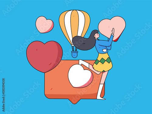 Happy Valentine's Day flat character vector concept business hand drawn illustration
