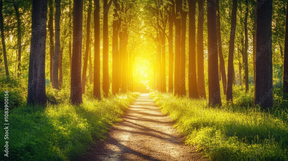Obraz premium Sunlit Forest Path