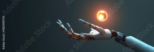 Wallpaper Mural A robotic hand holds a glowing orb, symbolizing technology and innovation. Torontodigital.ca