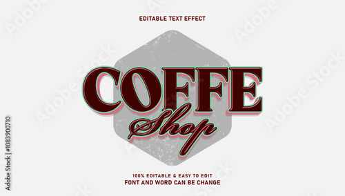 Coffee shop text effect in 3d style that can be easily edited photo