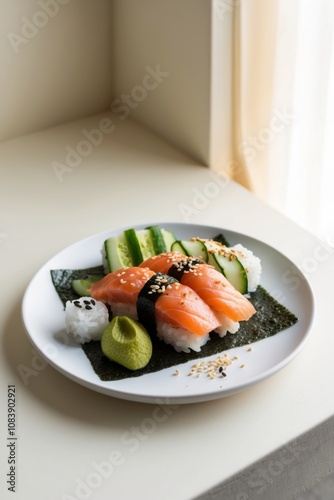 Savor delicious sushi with fresh ingredients.