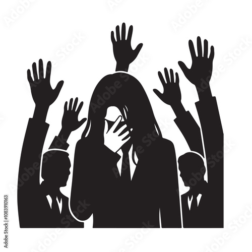 Women harassment silhouette vector. victim of sexual violence concept vector design. Stop violence against women vector design.  