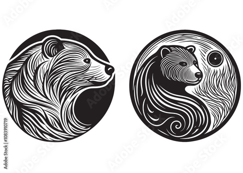 bear head logo vector silhouette, wild animal silhouette of head bear, bear head silhouette logo vector animals, bear head logo, grizzly icon, bear wild animal silhouettes on the white background