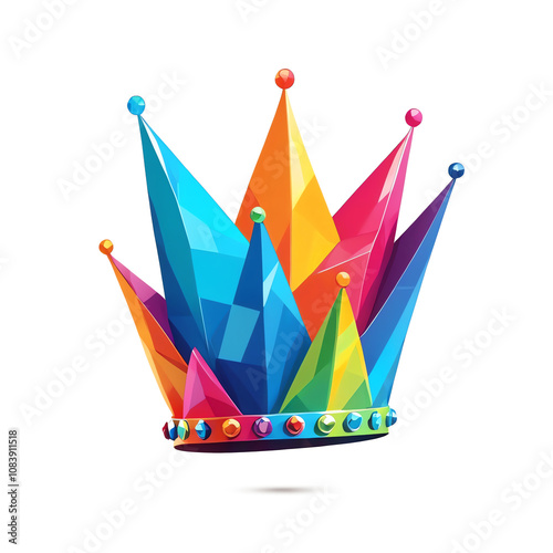 Vibrant Rainbow Crown: A Colorful Low Poly Masterpiece photo