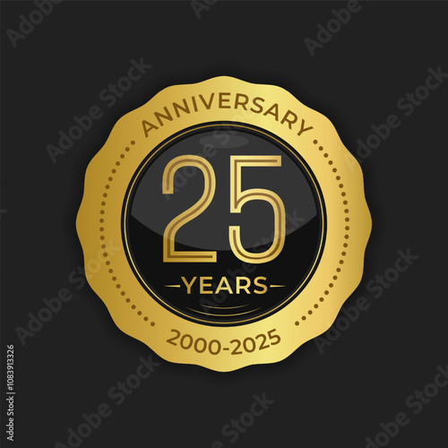 Gold anniversary badge for 25 years of celebration