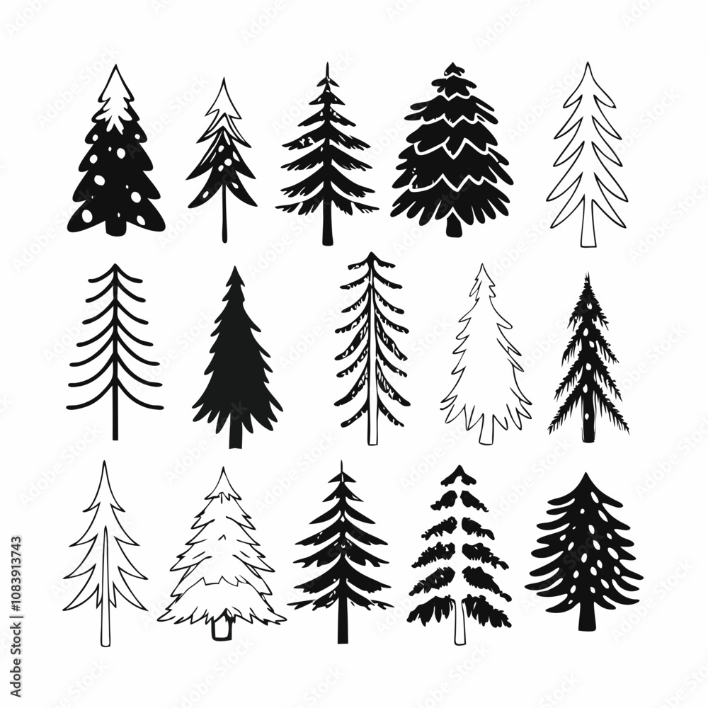Obraz premium Christmas Tree silhouette, tree silhouette , christmas tree silhouette vector, christmas tree