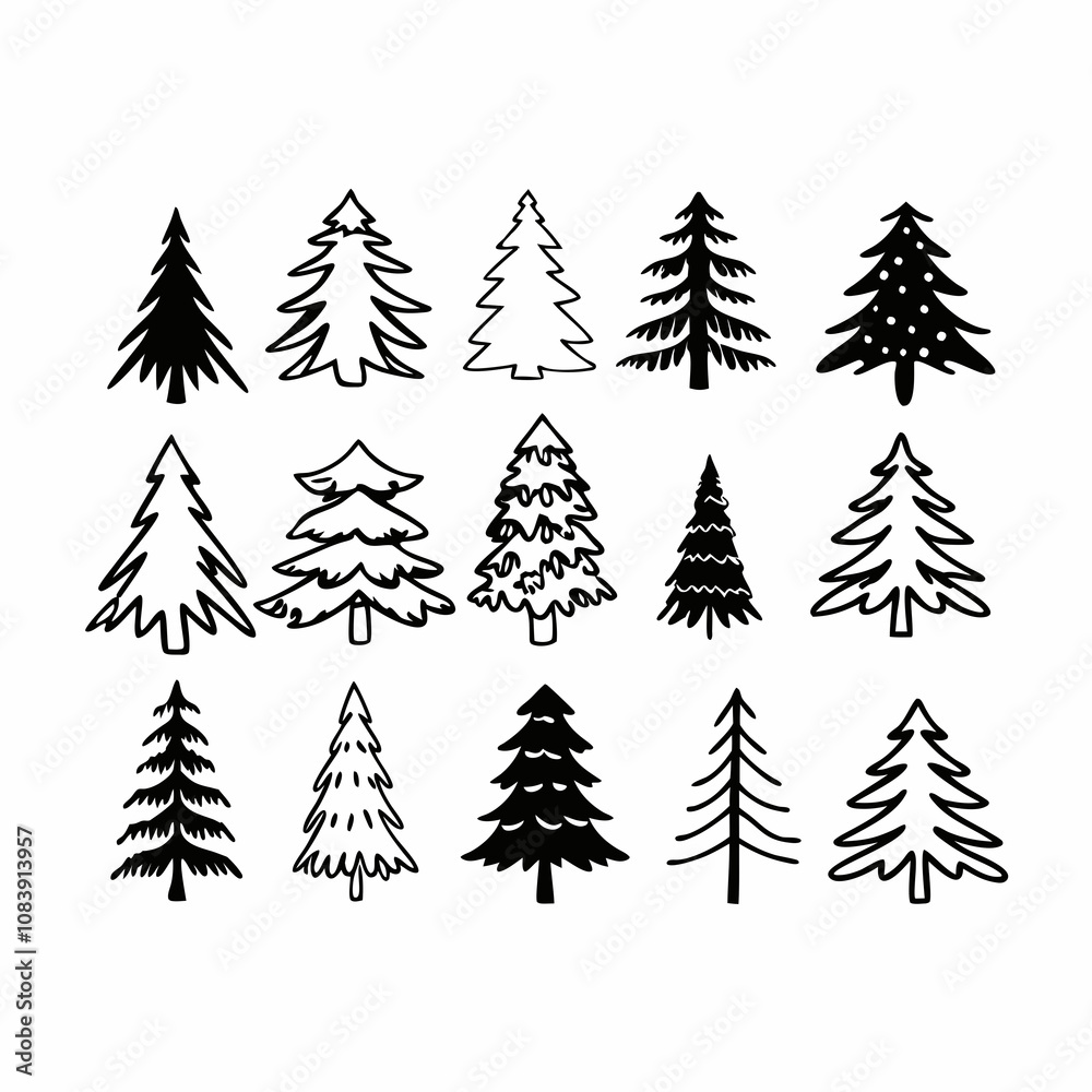 Obraz premium Christmas Tree silhouette, tree silhouette , christmas tree silhouette vector, christmas tree