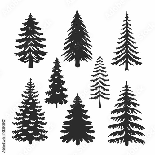 Christmas Tree silhouette, tree silhouette , christmas tree silhouette vector, christmas tree