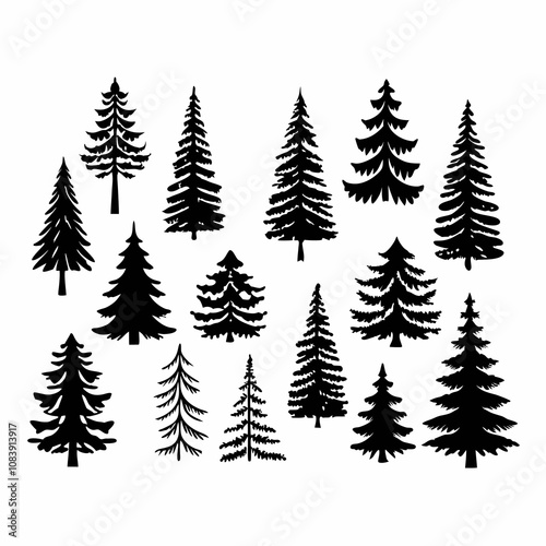 Christmas Tree silhouette, tree silhouette , christmas tree silhouette vector, christmas tree