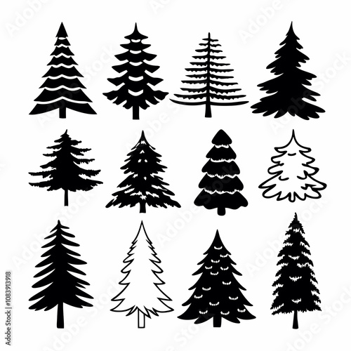 Christmas Tree silhouette, tree silhouette , christmas tree silhouette vector, christmas tree