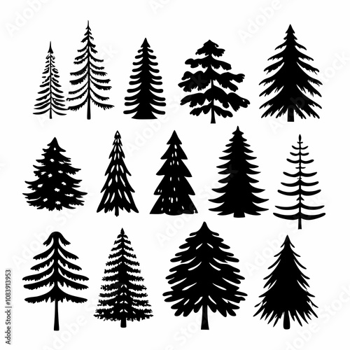 Christmas Tree silhouette, tree silhouette , christmas tree silhouette vector, christmas tree
