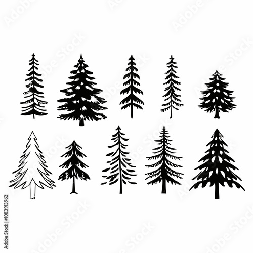 Christmas Tree silhouette, tree silhouette , christmas tree silhouette vector, christmas tree