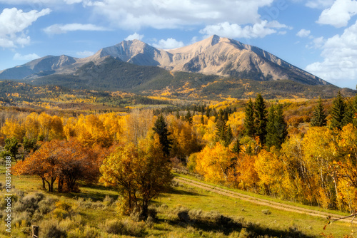 Mt Sopris located in Carbondale Colorado in the Fall Season photo