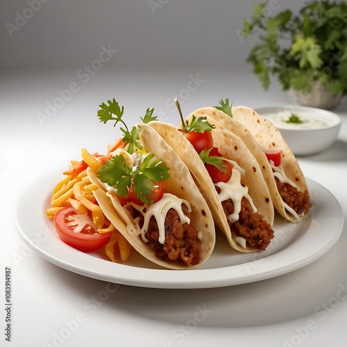 Delicious Tacos with cheese tomato fried Served with fresh vegetables