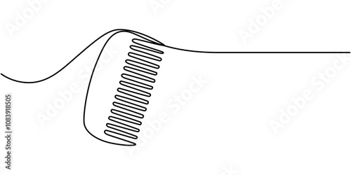Comb Continuous Line Icon, Continuous Line Comb Icon, Monoline Barber Symbol, One Line Haircut Logo Silhouette, Hairbrush Sign, Hair Comb continuous line art, Comb Continuous Line Art Illustration.