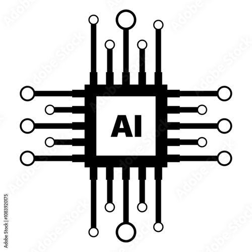 Artificial intelligence AI processor setting vector icon web site, logo, social media. vector	