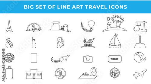 Travel line icons set. travel symbols. Travel and Tour editable stroke icon Vector collections