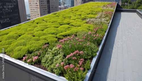 Green roofing systems with native plants for city environments photo