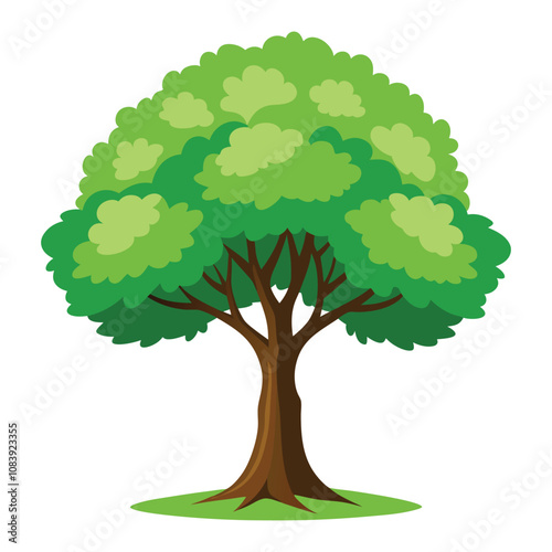 Elm Tree Vector Art Illustration