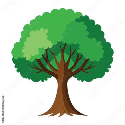 Elm Tree Vector Art Illustration