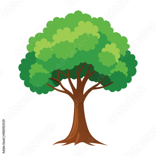Elm Tree Vector Art Illustration