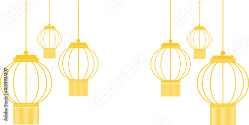 Chinese New Year decoration golden lantern vector graphics, Chinese Lunar New Year Graphics