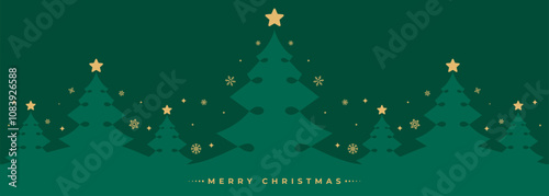 Christmas banner featuring against an abstract backdrop of festive Christmas tree elements.