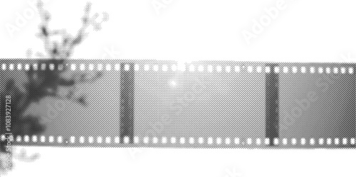 Film strip for photo camera isolated on white background. Vintage pop art style grunge retro halftone collage element.