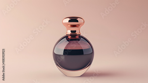 Modern 3D Render of Blank Perfume Bottle Model Isolated on Solid Color Background. photo