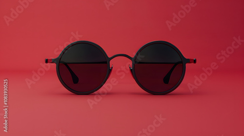 Modern 3D Render of Blank Sunglasses Model Isolated on Solid Color Background. photo