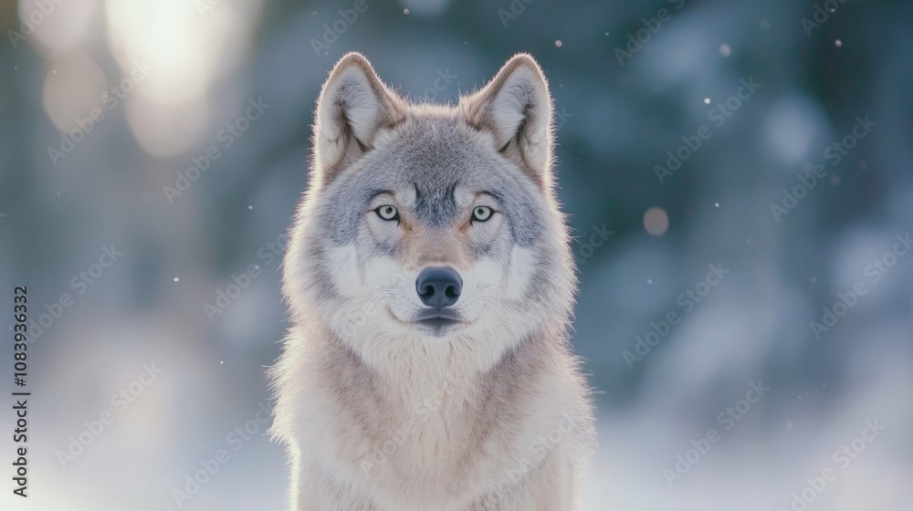 Fototapeta premium majestic wolf in a snowy landscape