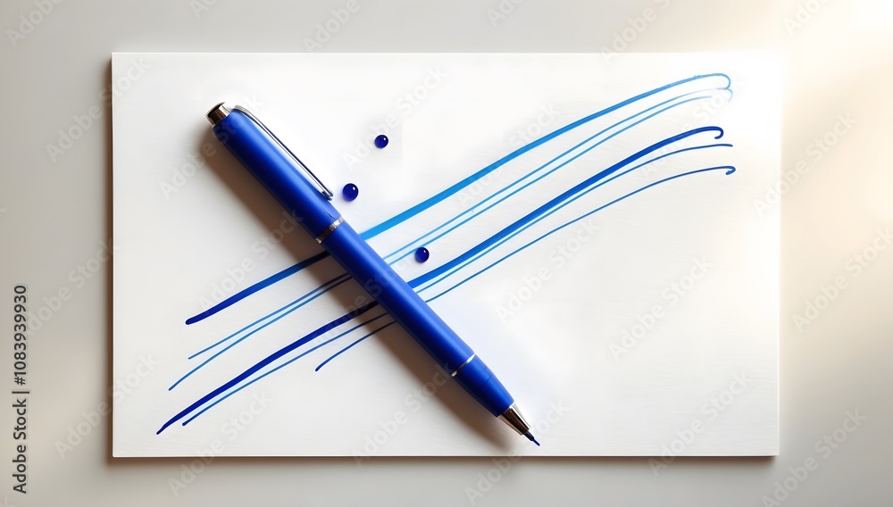 Naklejka premium Blue Gel Pen with Fresh Ink