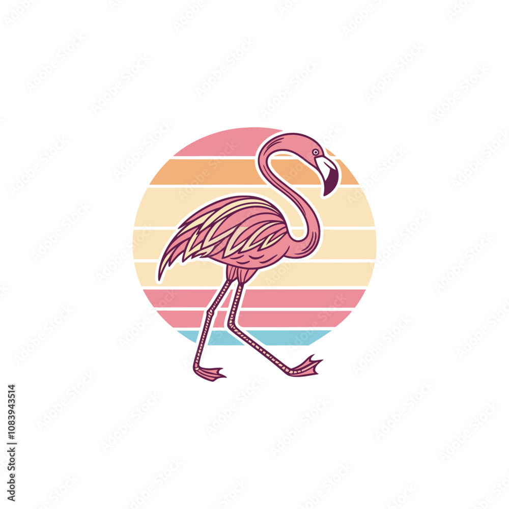 Obraz premium Graceful Flamingo Logo.Modern Tropical Wildlife Design