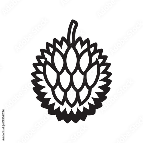 Engrave Durian silhouette vector illustration