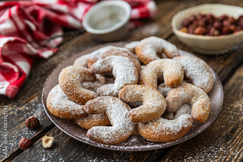 Traditional German or Austrian Vanillekipferl vanilla kipferl cookies