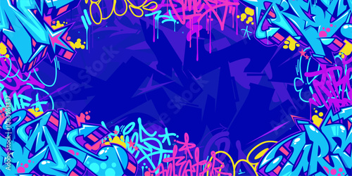 Cool Abstract Colorful Urban Street Art Graffiti Style Vector Illustration Background Template