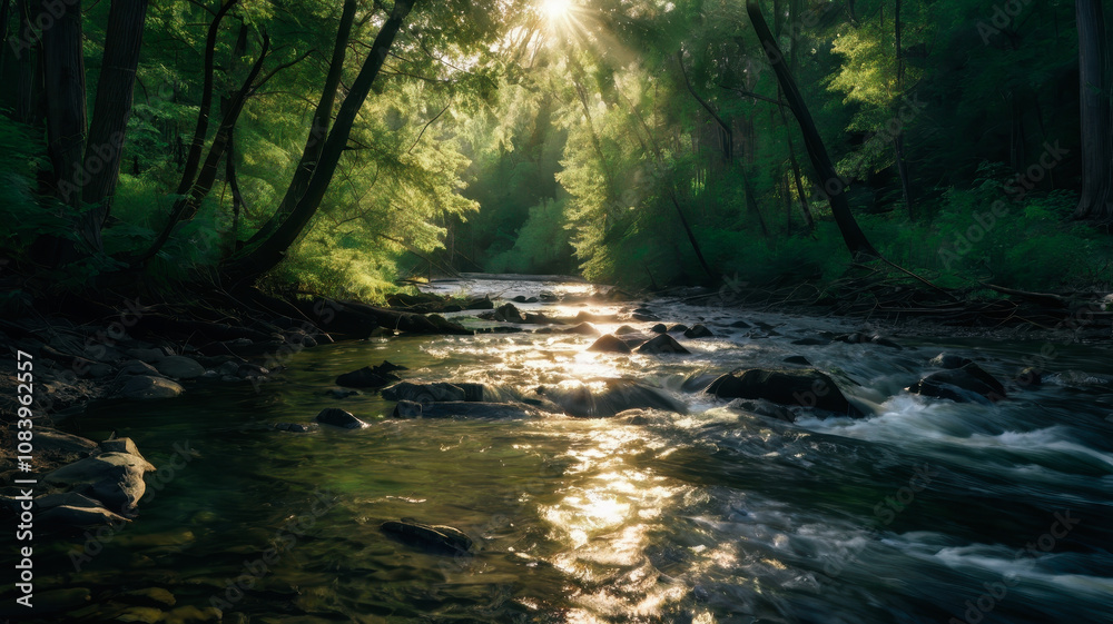 Obraz premium Forest Stream in the Morning Light