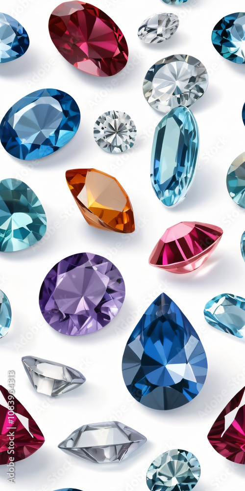 Fototapeta premium A collection of colorful gemstones displayed on a white background.