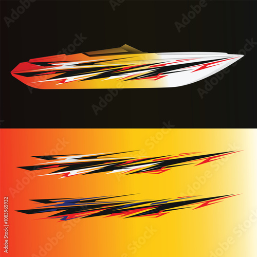 ship wrap sticker design vector. jet boat vinyl sticker
