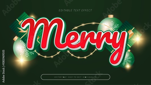Red Green And Gold Merry 3d Editable Text Effect - Font Style
