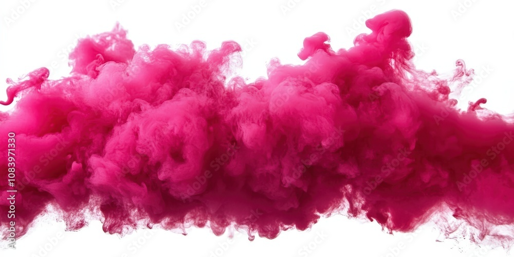 Fototapeta premium Pink smoke cloud on white background, pink fluffy cloud on white background 