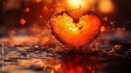 Create an enchanting valentine concept background with heart-shaped water splashes