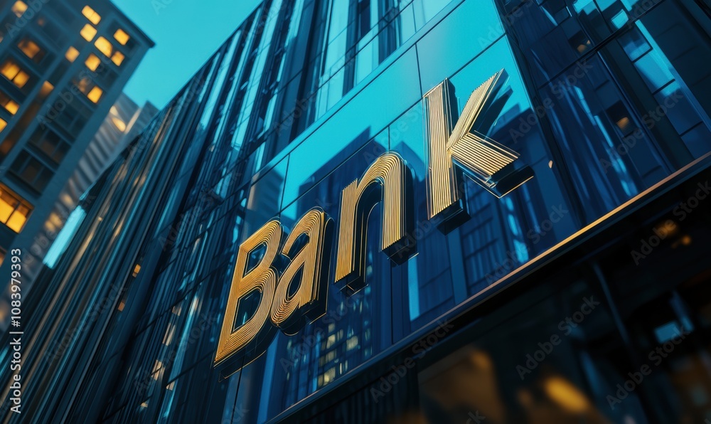 Obraz premium Bank Building Sign.