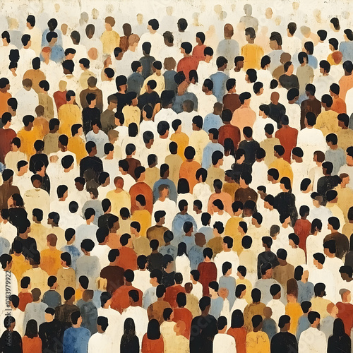 Illustration - Crowd of People Diverse Community Gathering photo