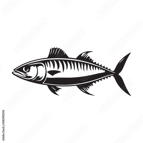 Mackerel fish silhouette vector on a white background