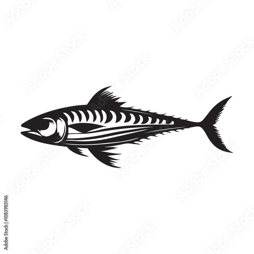Mackerel fish silhouette vector on a white background
