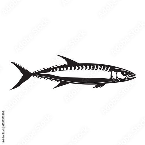 Mackerel fish silhouette vector on a white background