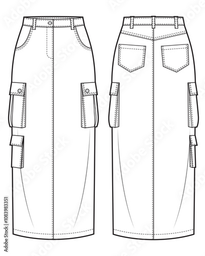 A denim cargo maxi Skirt