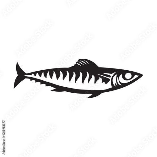 Mackerel fish silhouette vector on a white background
